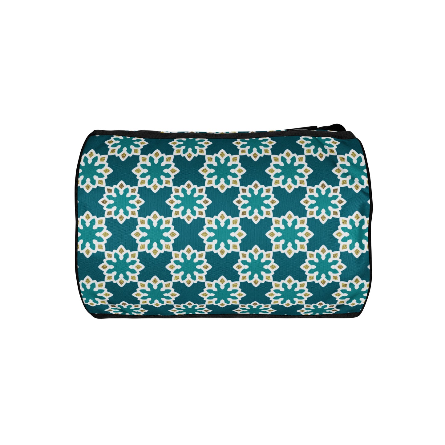 All-over print gym bag - Arabesque flower in Aqua