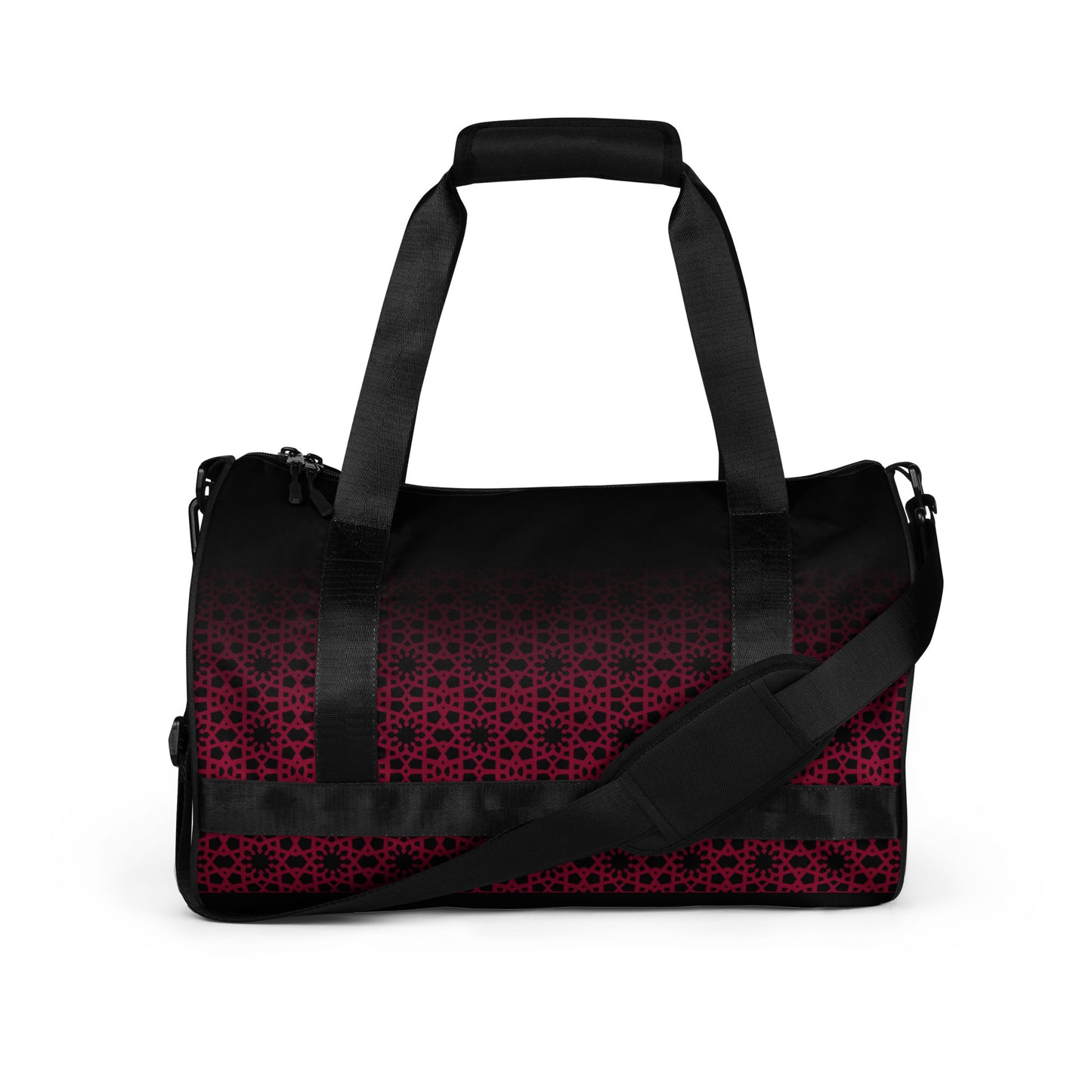 All-over print gym bag - Geometric Ombre in Black and Red