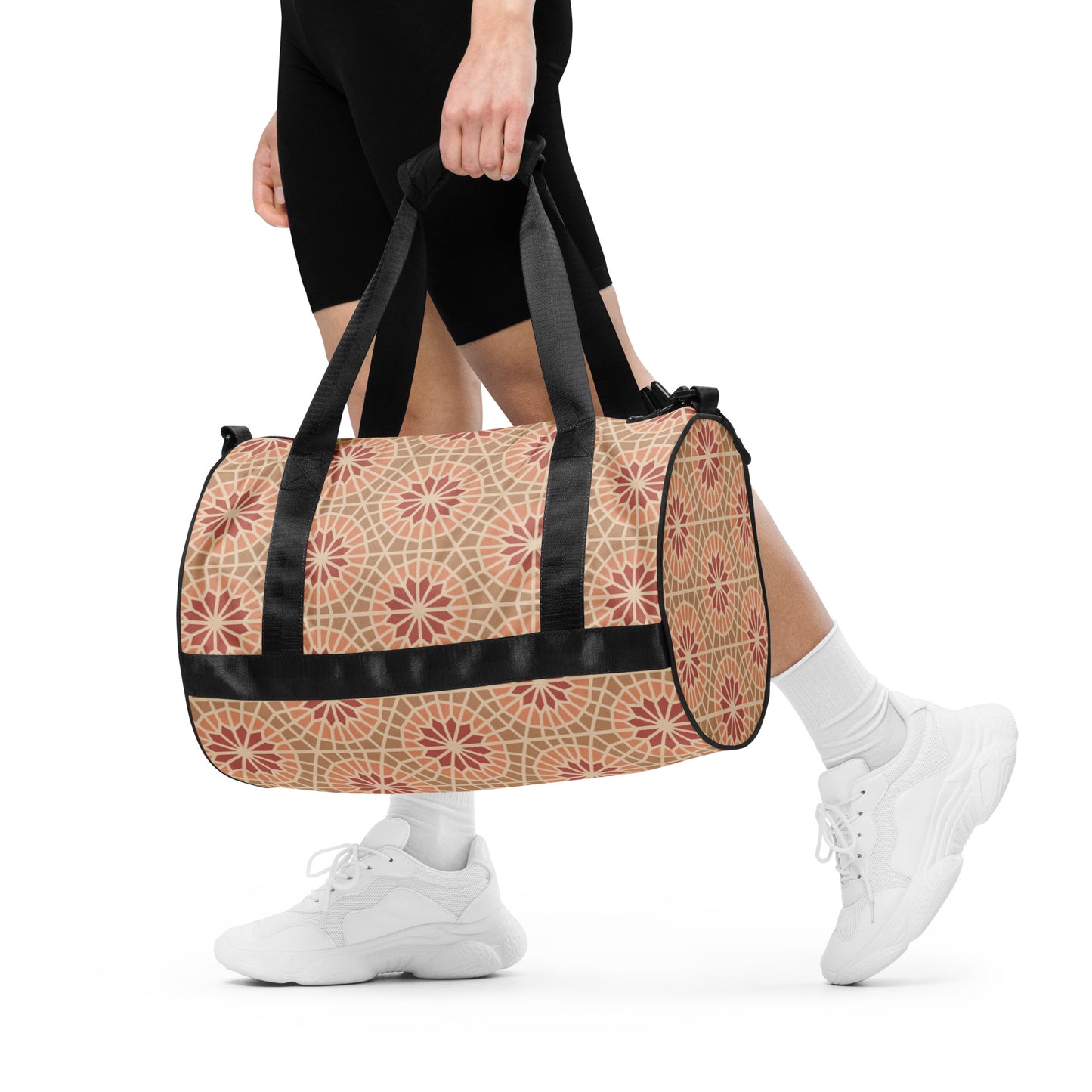 All-over print gym bag - Geometric Star in Cocoa and Cream