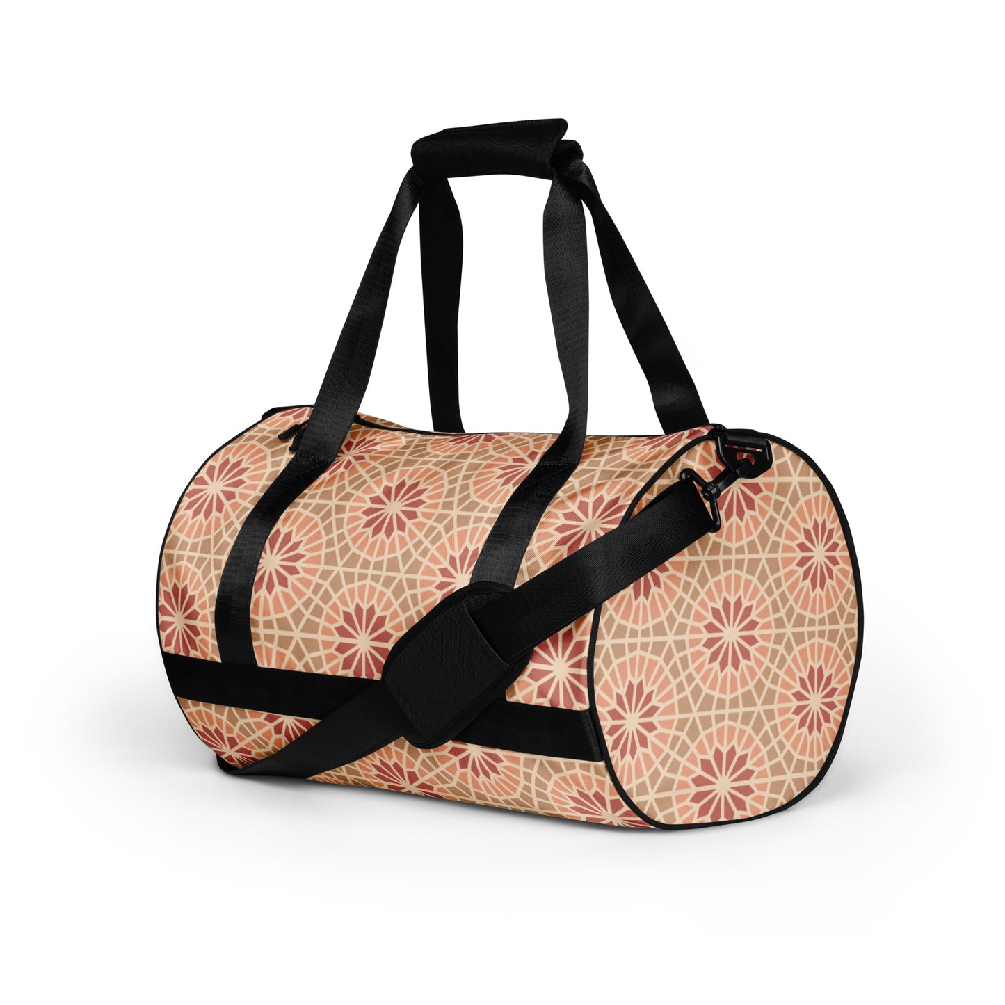All-over print gym bag - Geometric Star in Cocoa and Cream