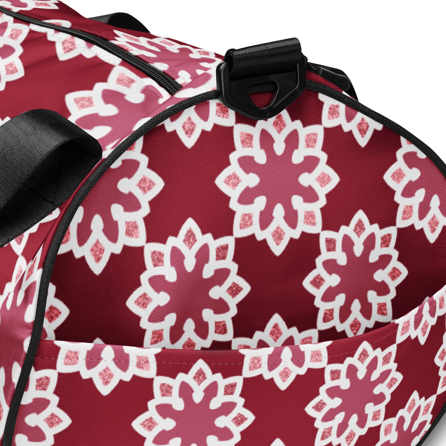 All-over print gym bag - Arabesque Flower in Rouge