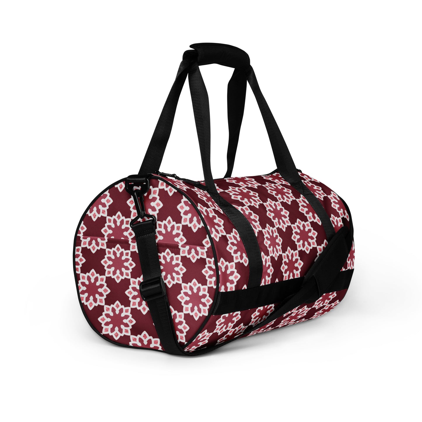 All-over print gym bag - Arabesque Flower in Rouge