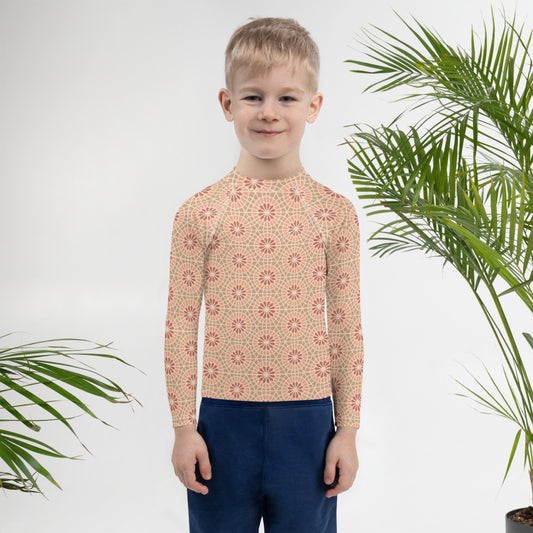 Kids Rash Guard 2T to 7 years - Geometric Star 2 - Cocoa and Cream
