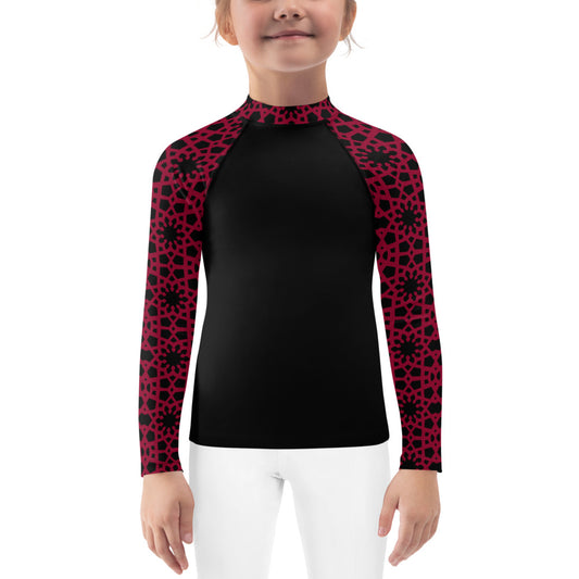 Kids Rash Guard 2T - 7 years - Geometric Red and Black