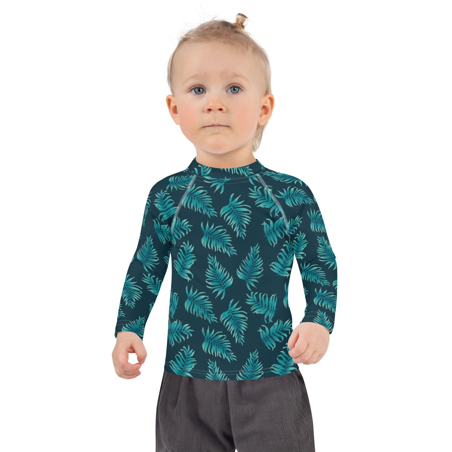Kids Rash Guard 2T - 7 years - Palm Leaves in Blue Ombre
