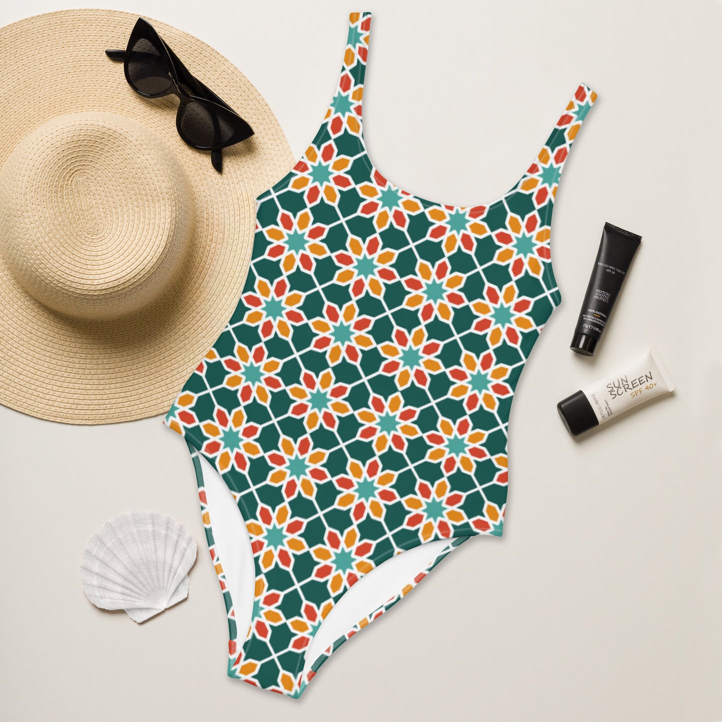 One-Piece Swimsuit - Geometric Desert Daisy