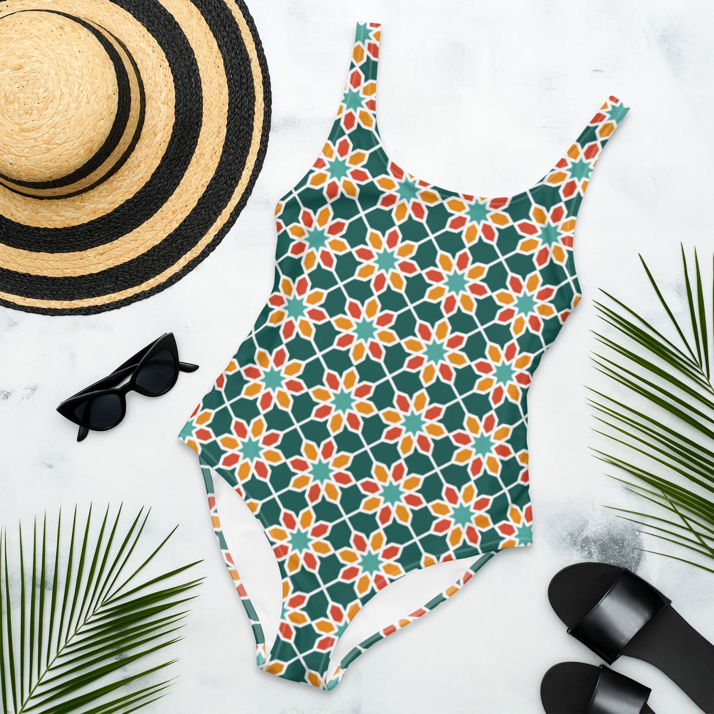 One-Piece Swimsuit - Geometric Desert Daisy