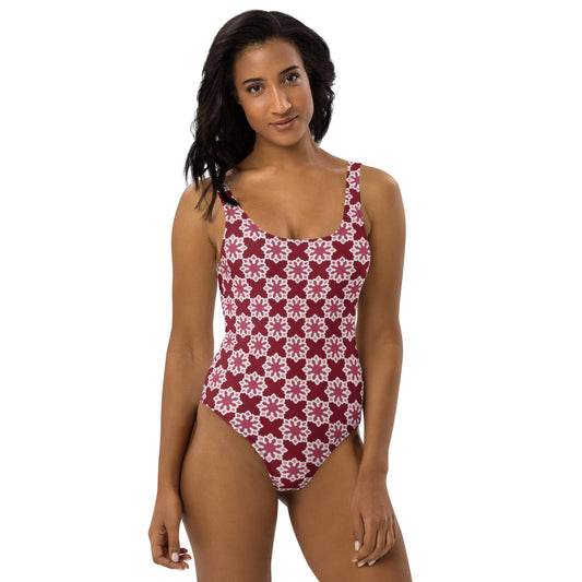 One-Piece Swimsuit - Arabesque Flower in Pink