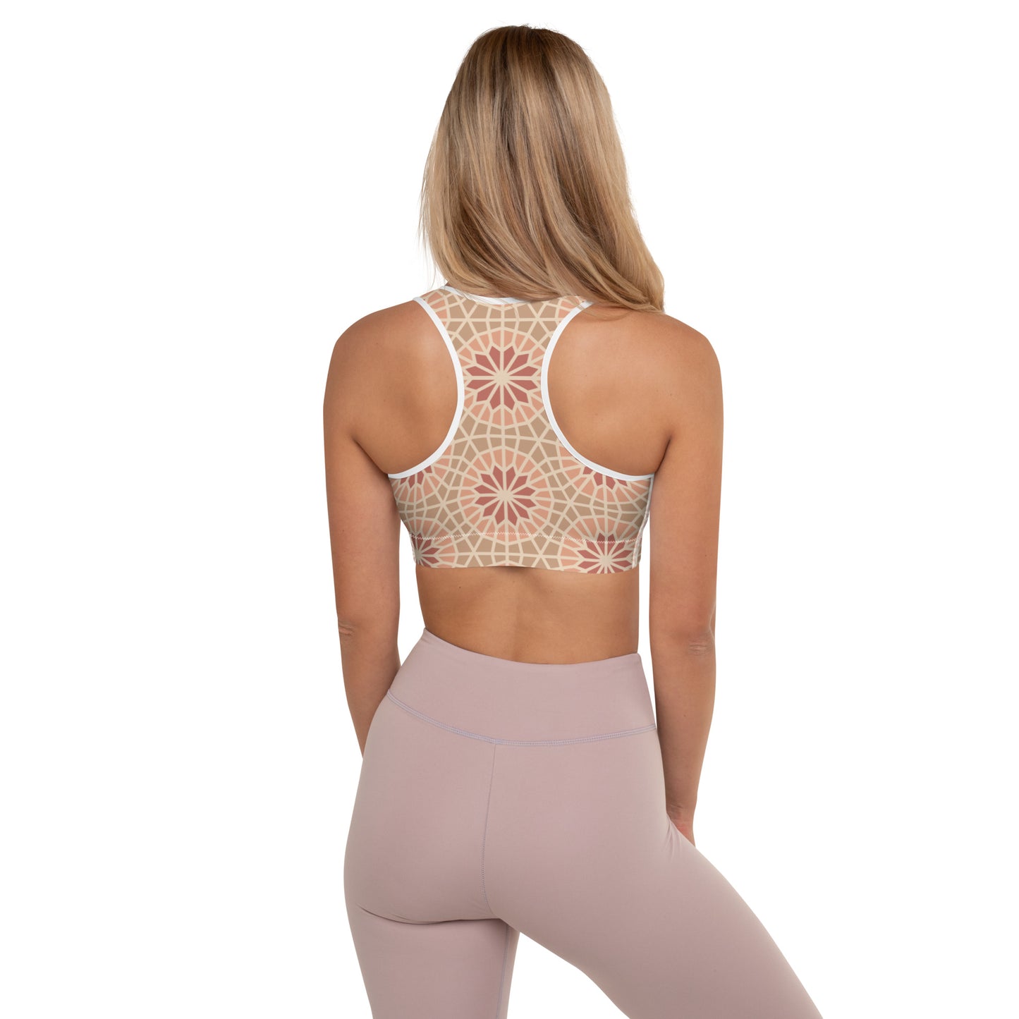 Padded Sports Bra - Geometric Star 2 in Cocoa and Cream