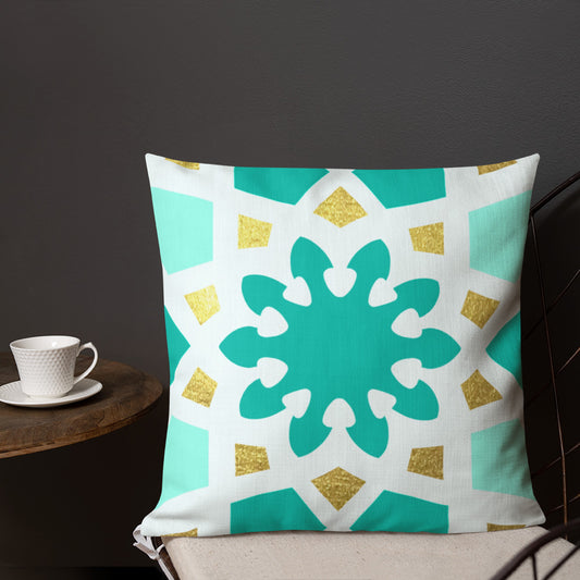 Premium Pillow - Geometric Arabesque in Mint
