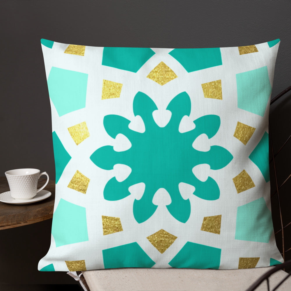 Premium Pillow - Geometric Arabesque in Mint