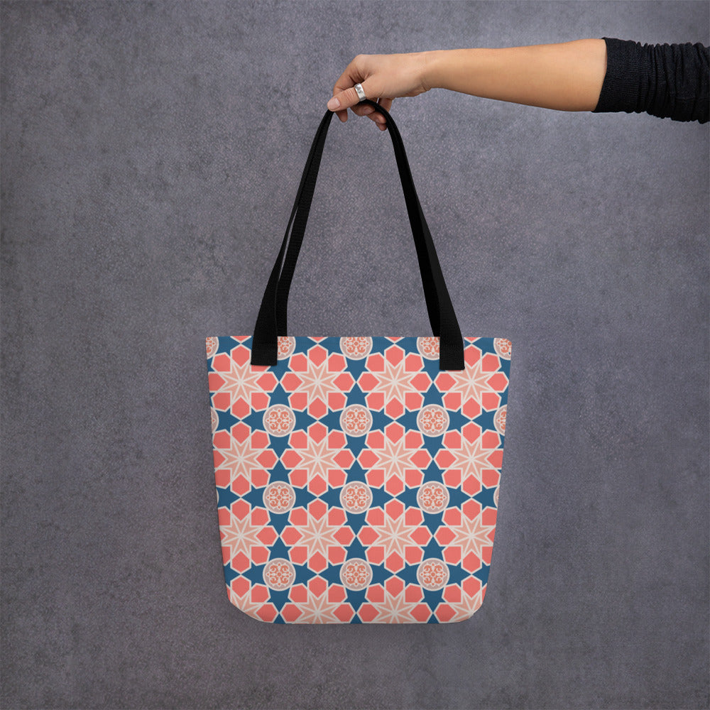 Tote bag - Geometric Arabesque Mash up in Pink