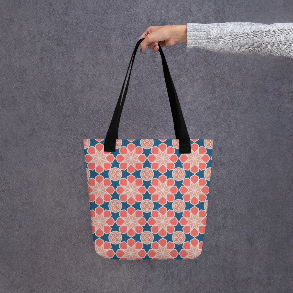 Tote bag - Geometric Arabesque Mash up in Pink