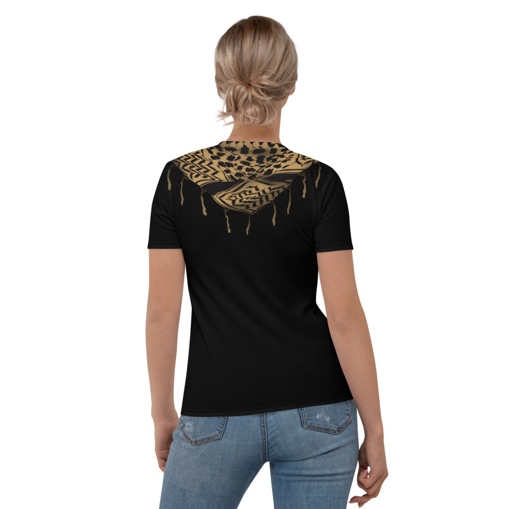 Women's T-shirt - Keffiyeh Shemagh in Tan and Black