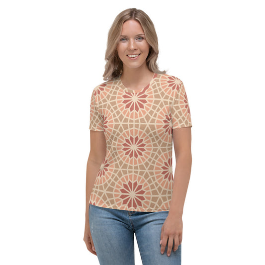 Women's T-shirt - Geometric Star 2 - Cocoa and Cream