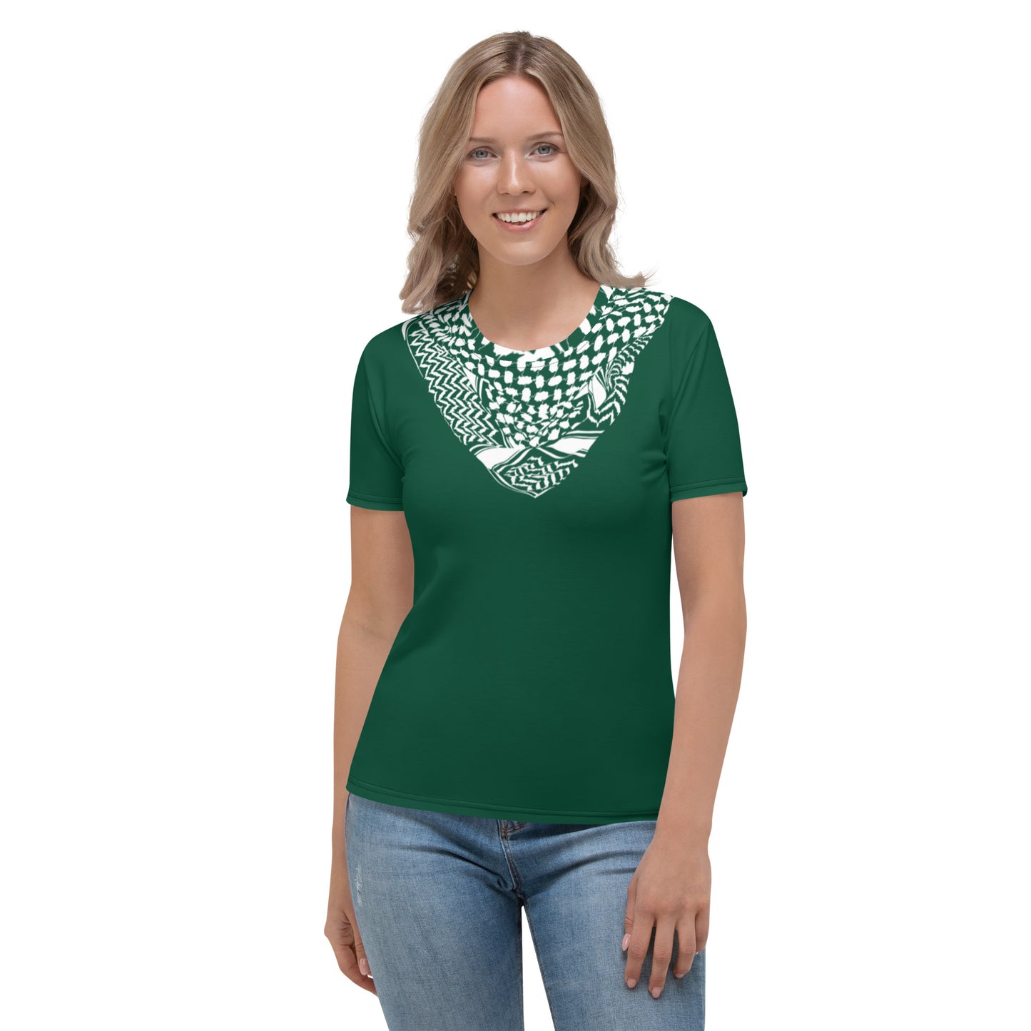 Saudi National Day Keffiyeh White on Green Women's T-shirt