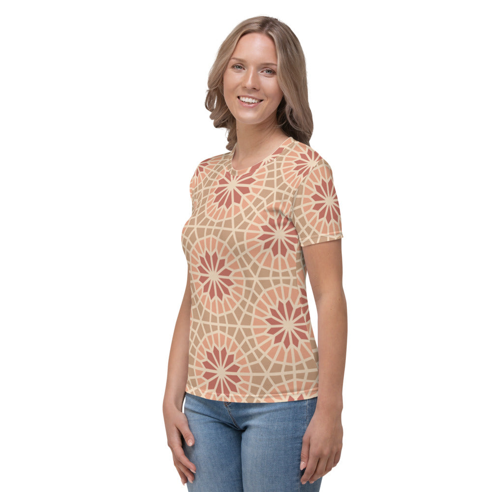 Women's T-shirt - Geometric Star 2 - Cocoa and Cream