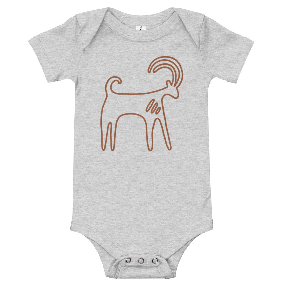 Baby short sleeve  🍃 100% Organic Cotton one piece with color choices - Petroglyphs - Nubian Ibex