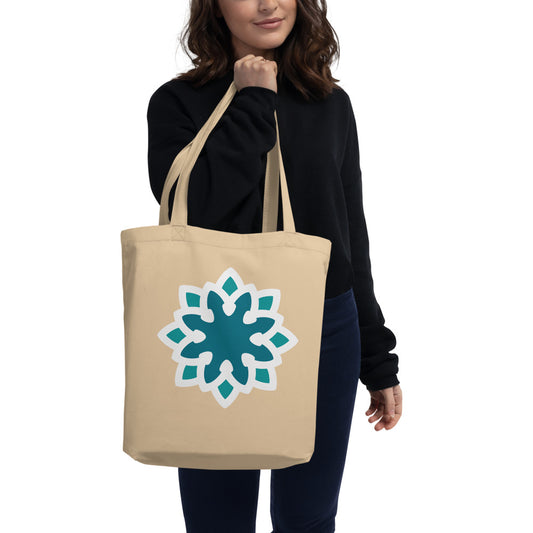 Eco Tote Bag 🍃 Arabesque Flower in Aqua