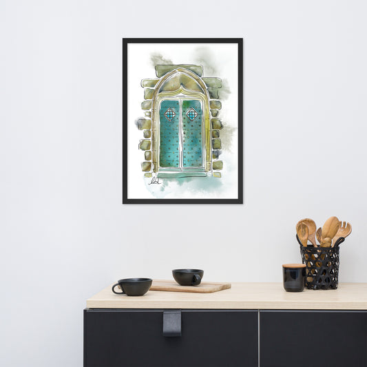 Porte du Château de Pompadour Watercolor - Framed matte paper poster