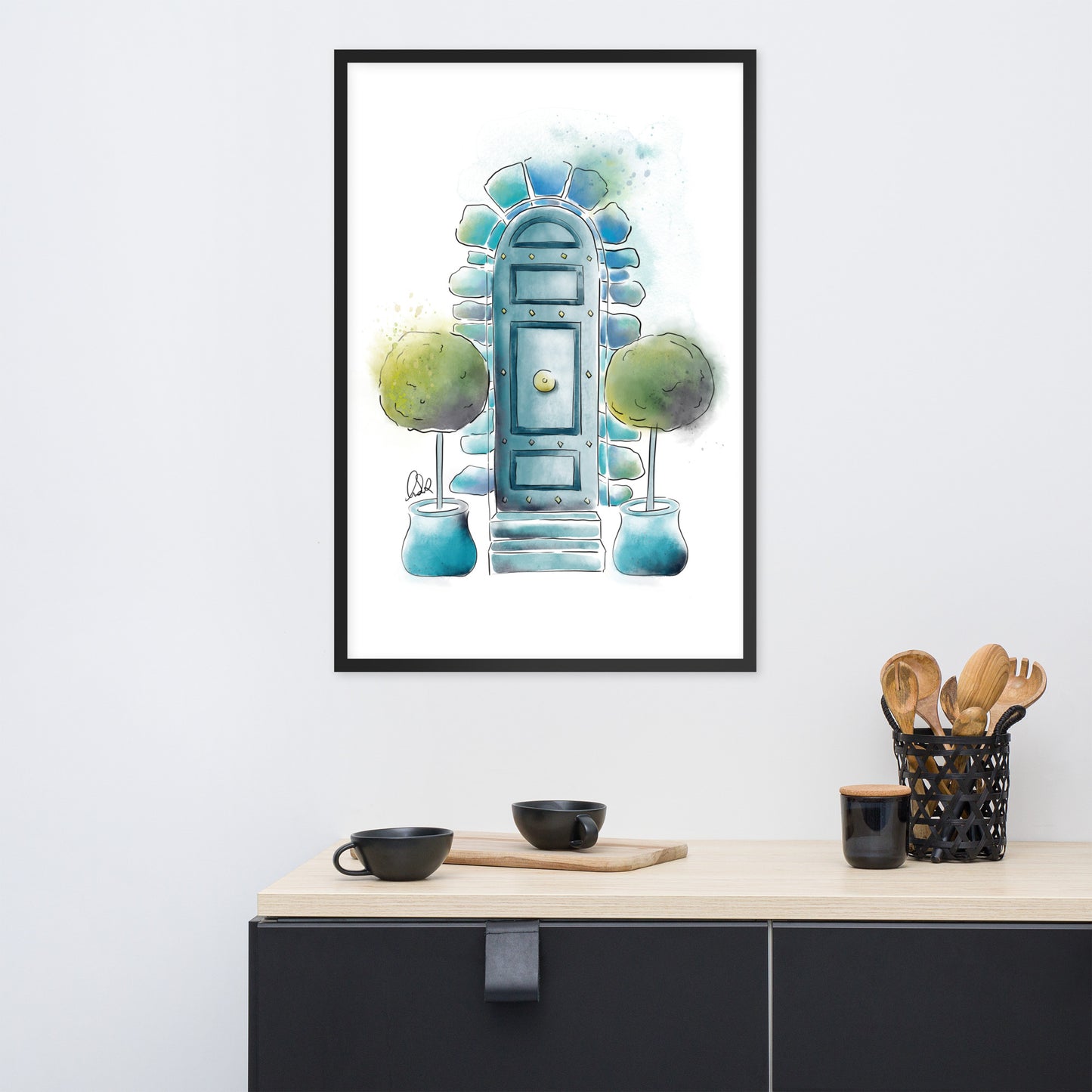 The Topiary - French Watercolor - Framed matte paper poster