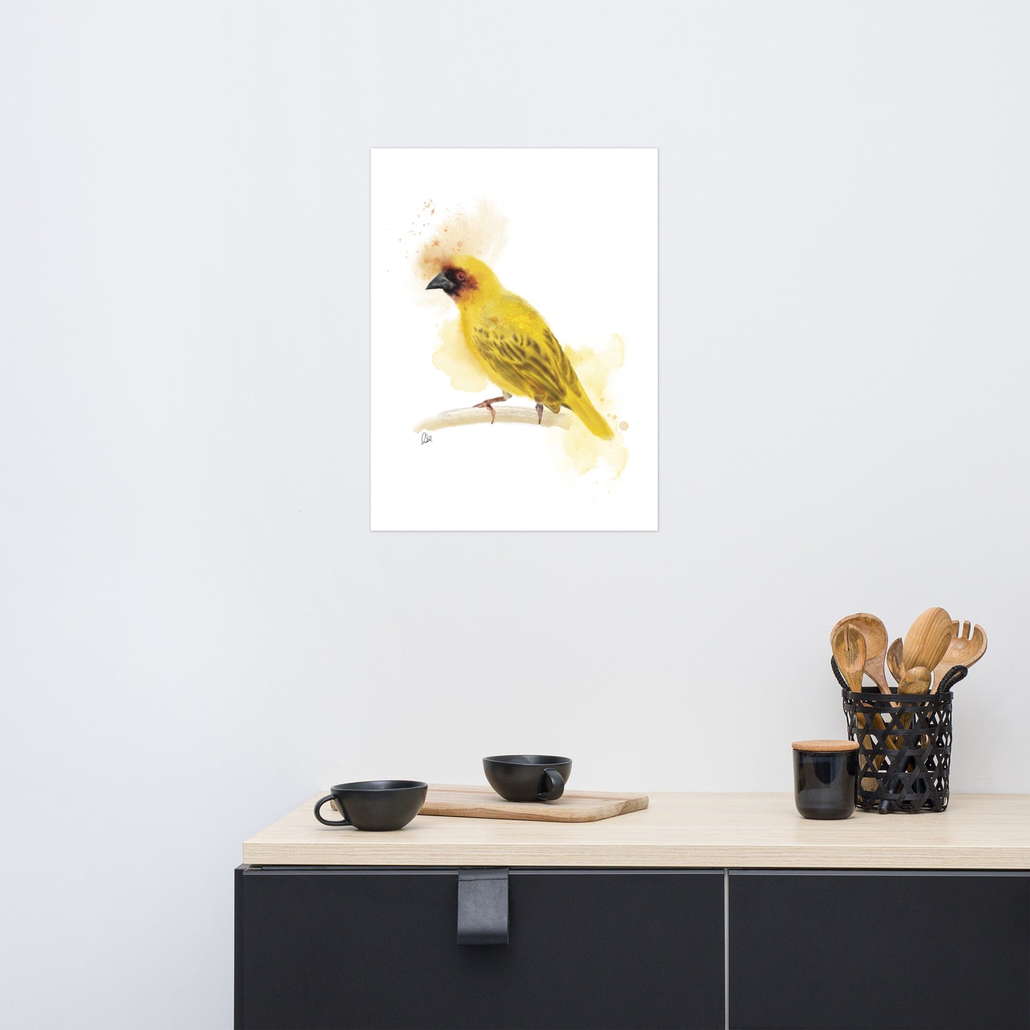 Ruppell's Weaver Bird Watercolor Poster