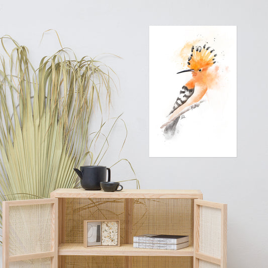 Hoopoe Bird Messy Watercolor Poster