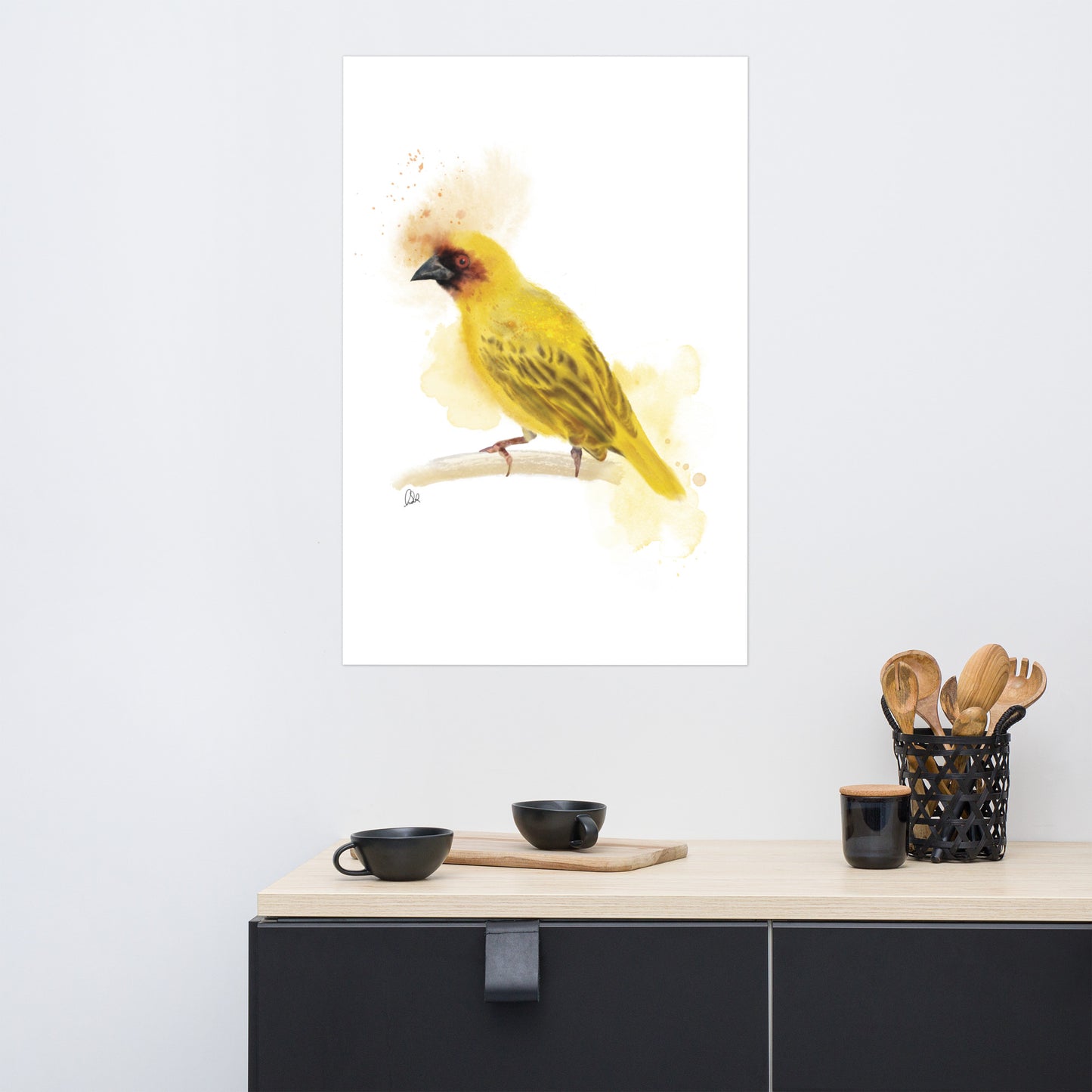 Ruppell's Weaver Bird Watercolor Poster