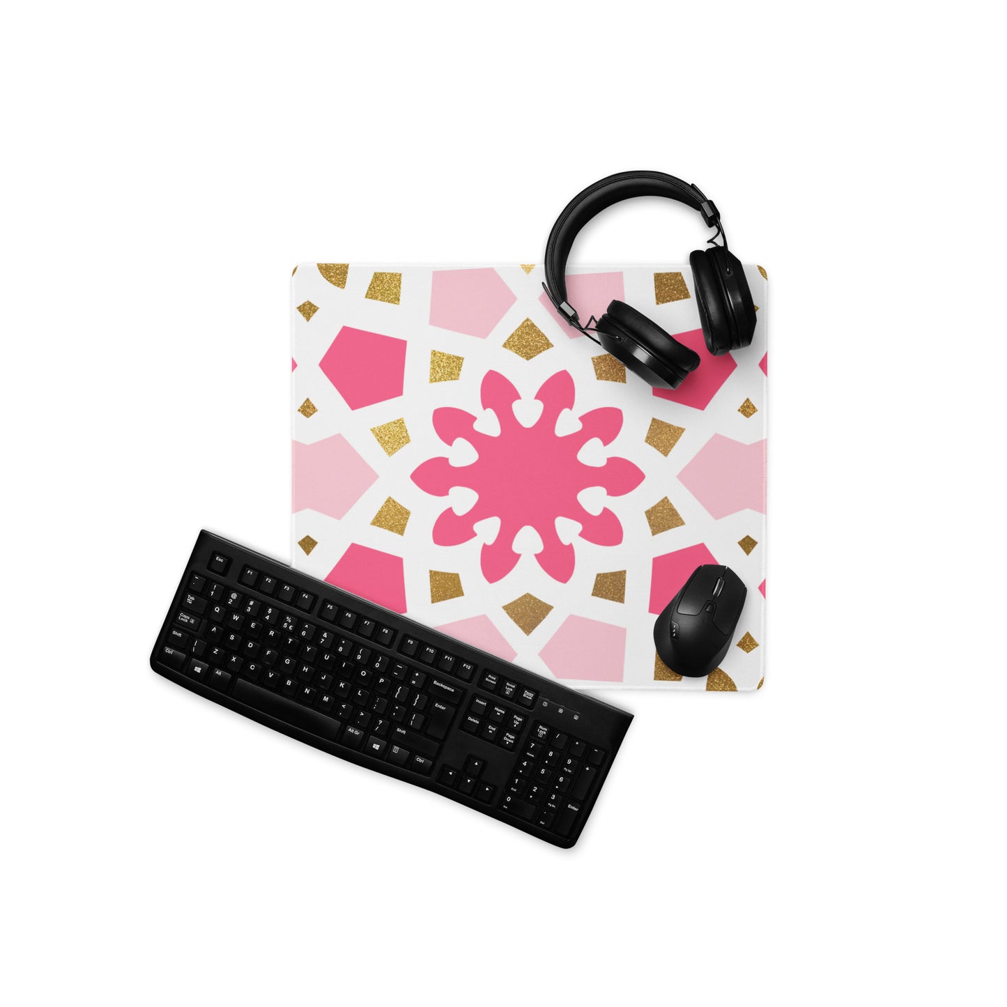Desk Pad - Geometric Arabesque in Pinks