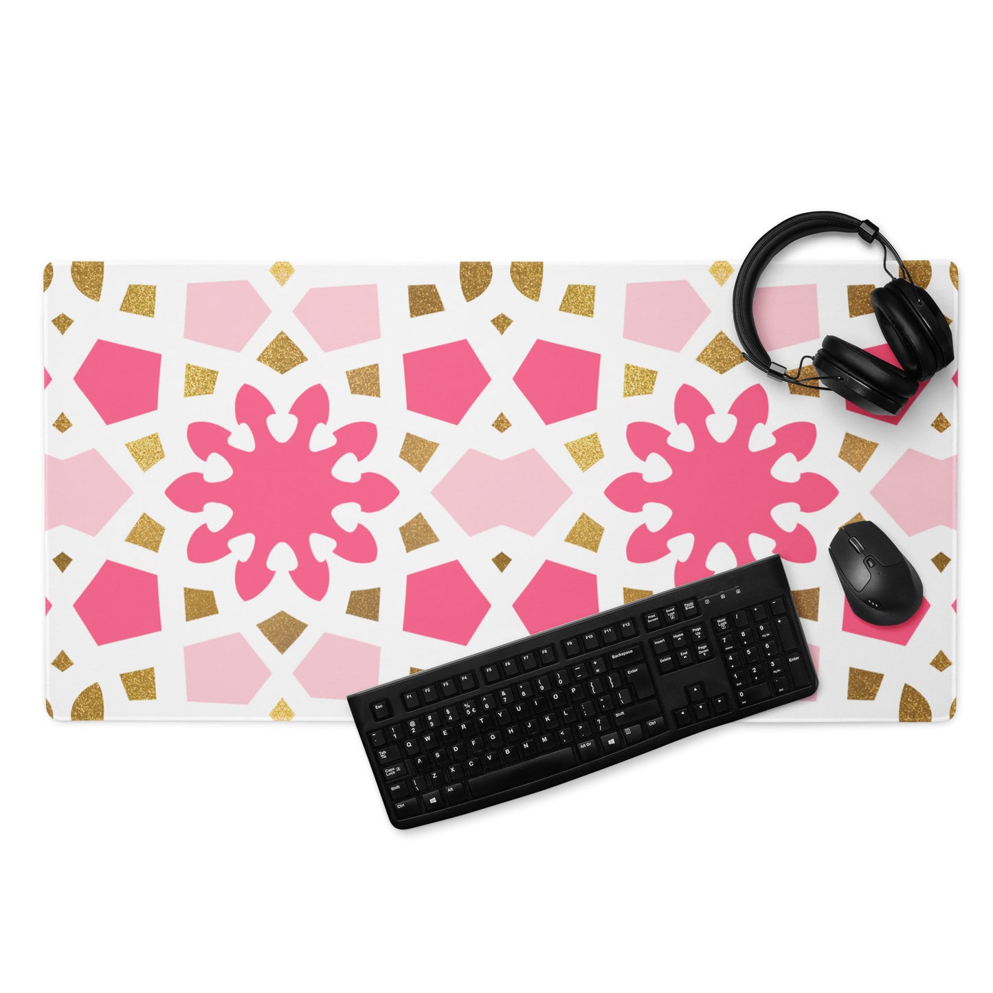 Desk Pad - Geometric Arabesque in Pinks
