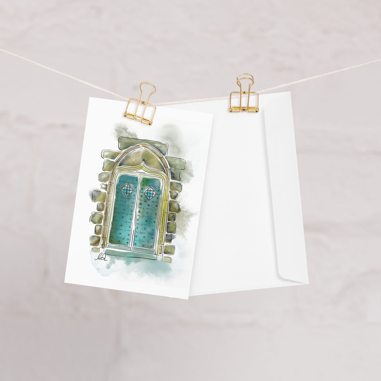 Porte du Chateau du Pompadour Watercolor - Greeting card