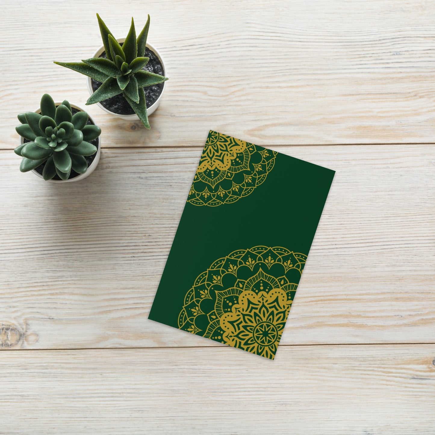 Greeting Card - Mandala in Green and Gold