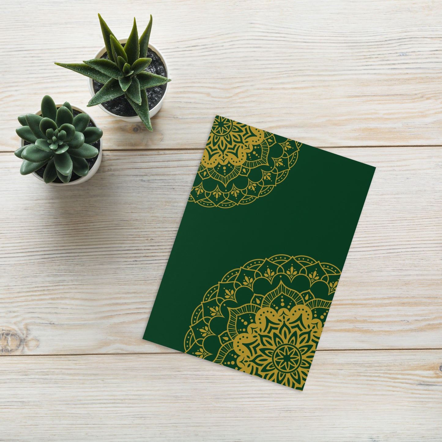 Greeting Card - Mandala in Green and Gold