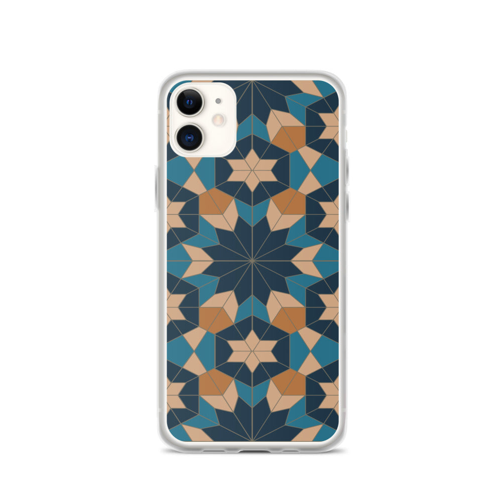 iPhone Case - Geometric Star in Red Sea Blue