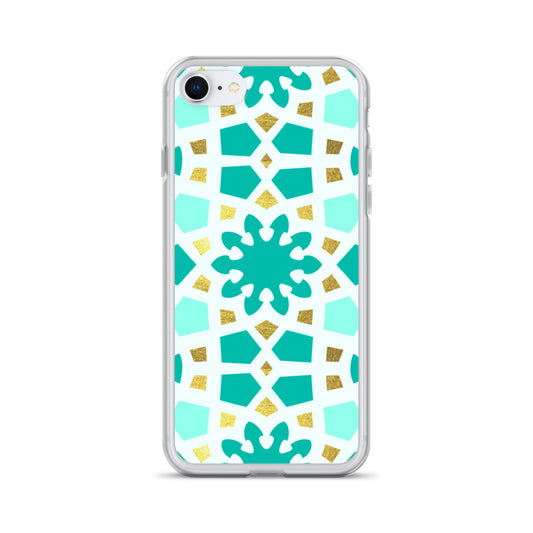 iPhone Case - Geometric Arabesque Pattern in Mint and Gold