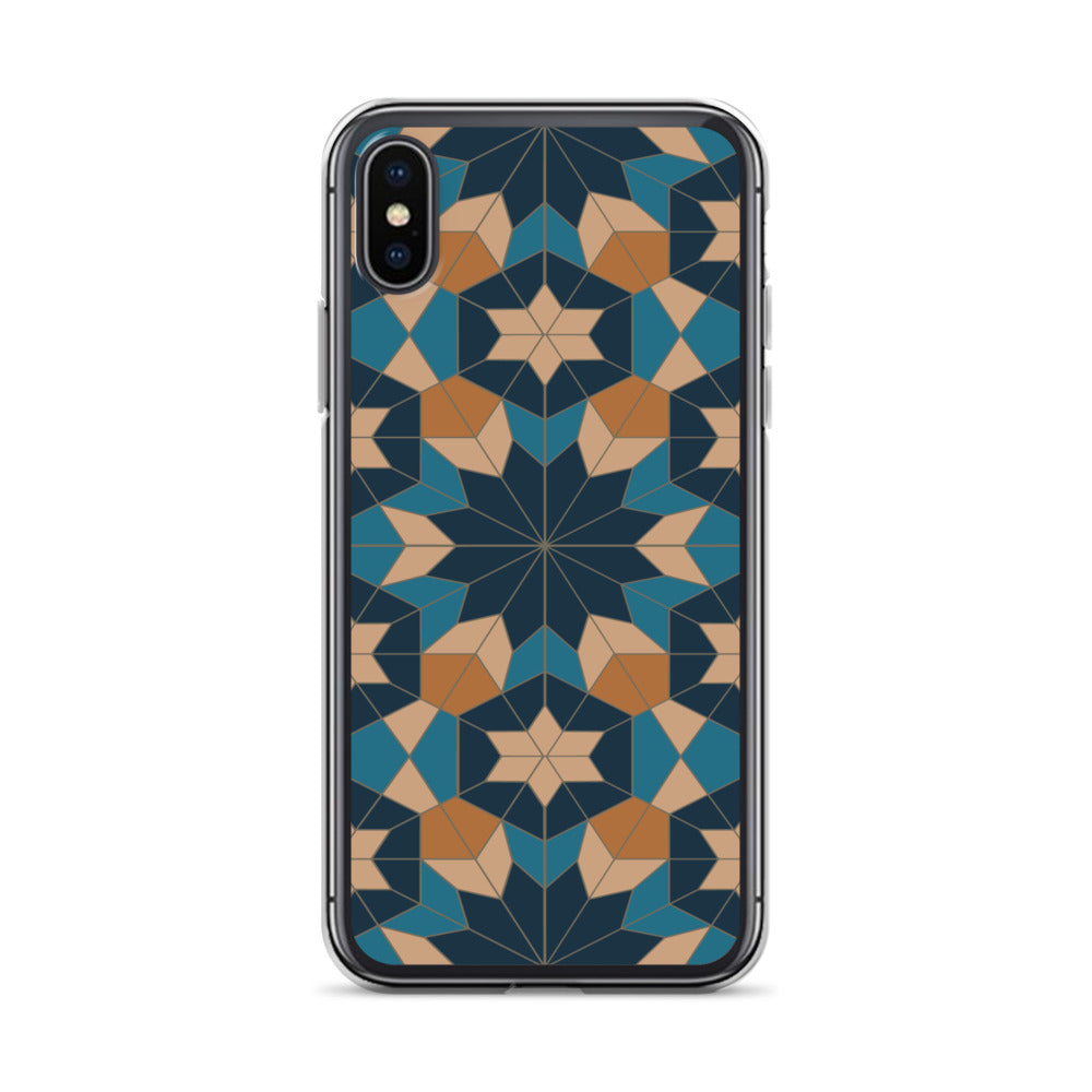 iPhone Case - Geometric Star in Red Sea Blue