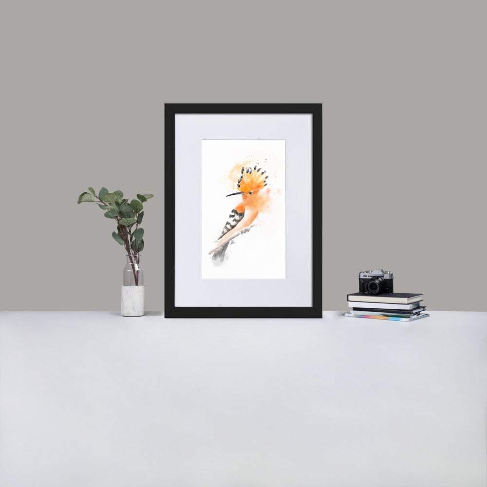 Hoopoe Bird Messy Watercolor - Matte Paper Framed Poster With Mat