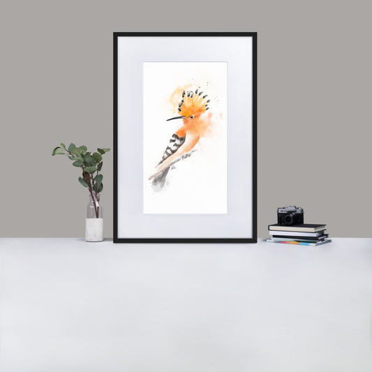 Hoopoe Bird Messy Watercolor - Matte Paper Framed Poster With Mat