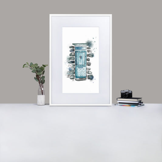 The Lucky Door - French Watercolor - Matte Paper Framed Poster With Mat