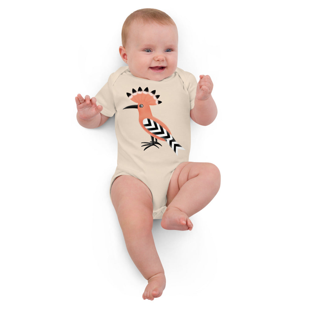 100 % Organic cotton baby bodysuit 🍃 Hoopoe Bird