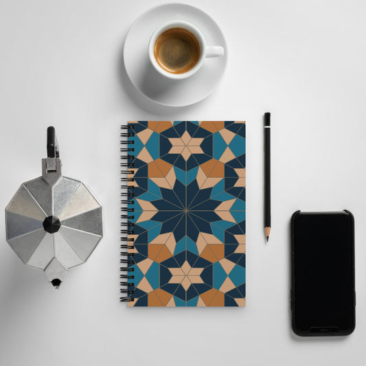 Spiral notebook - Geometric Star in Red Sea Blue