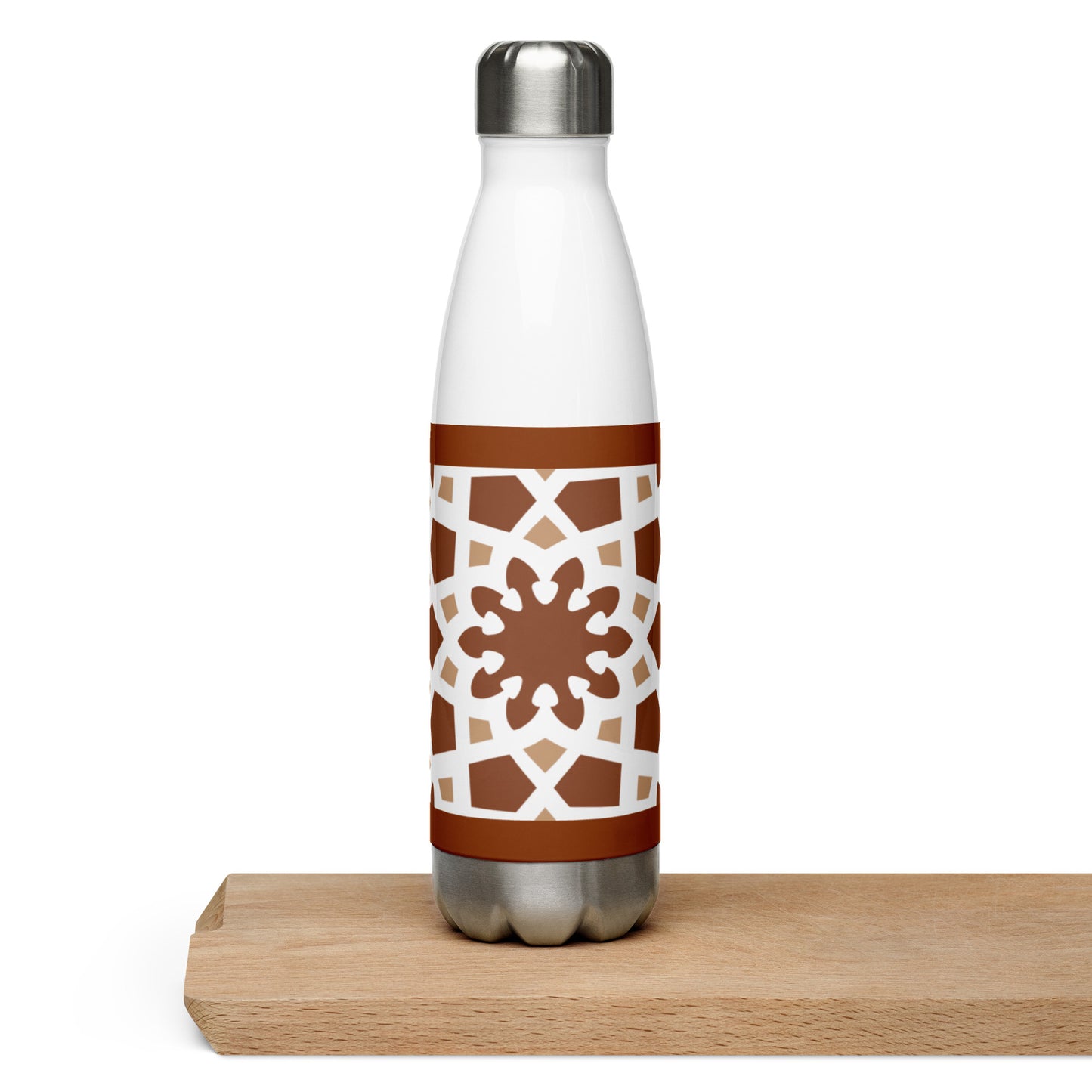Stainless Steel Water Bottle - Arabesque Boho Chocolate