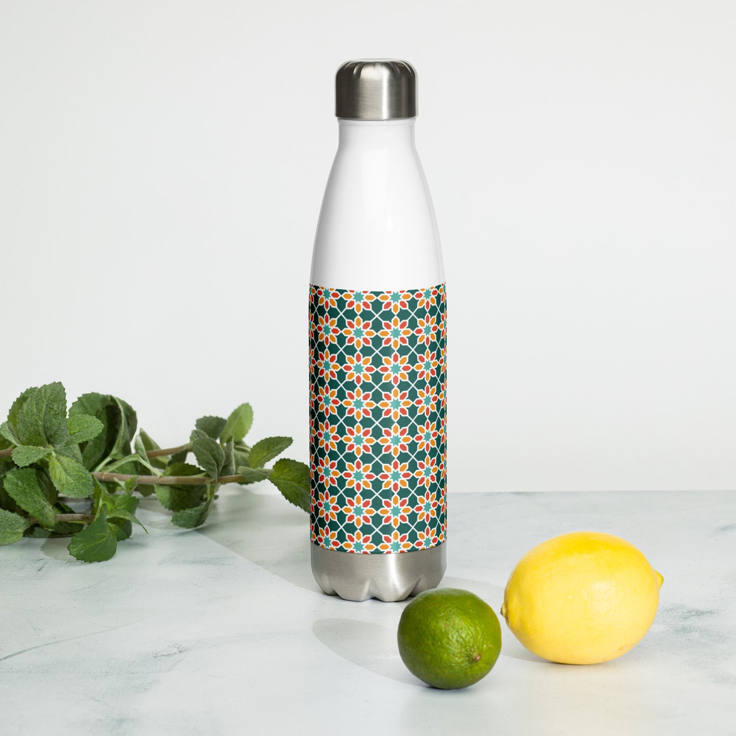 Stainless Steel Water Bottle - Geometric Desert Daisy