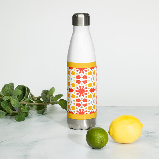 Stainless Steel Water Bottle - Geometric Citrus