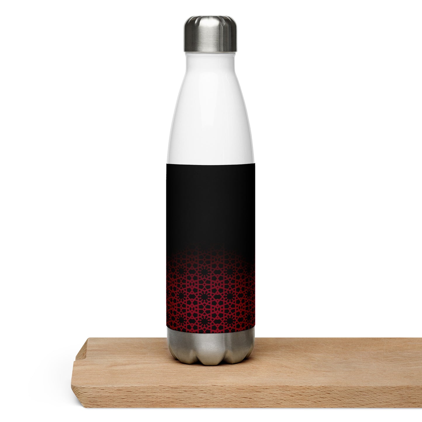 Stainless Steel Water Bottle - Geometric Ombre in Black and Red