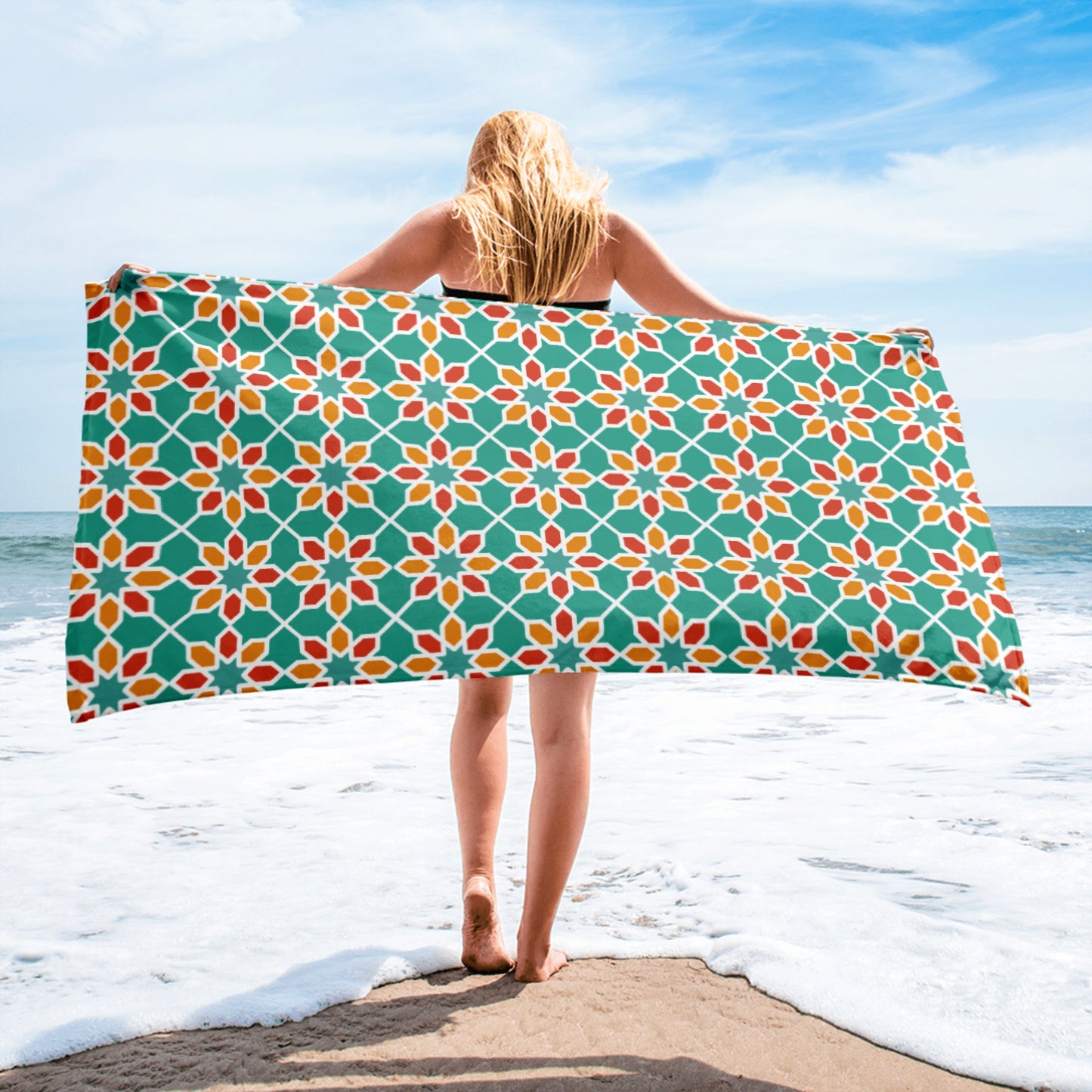 Towel - Geometric Desert Daisy in Aqua