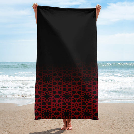 Towel - Geometric Ombre in Black and Red