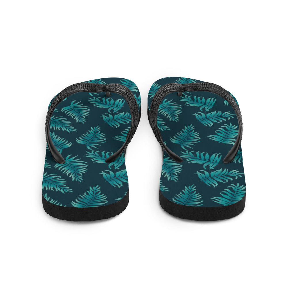 Flip-Flops - Palm Leaves in Blue Ombre