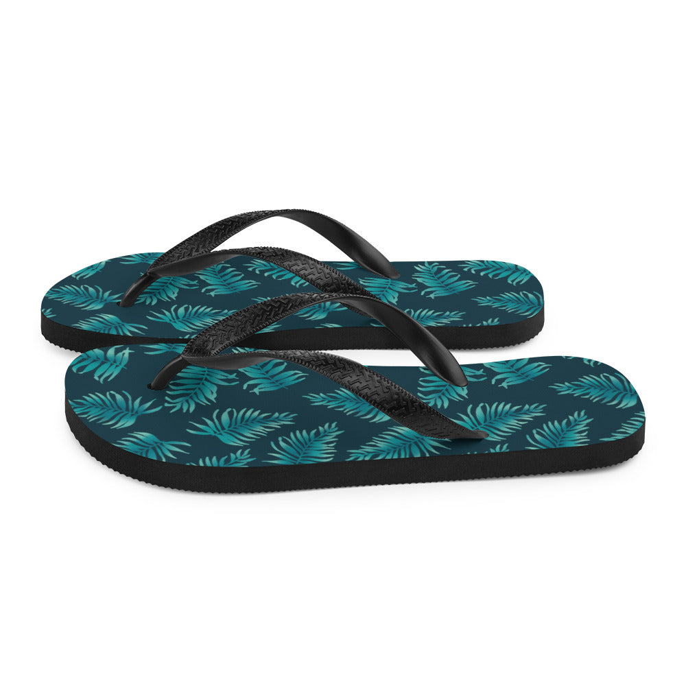 Flip-Flops - Palm Leaves in Blue Ombre