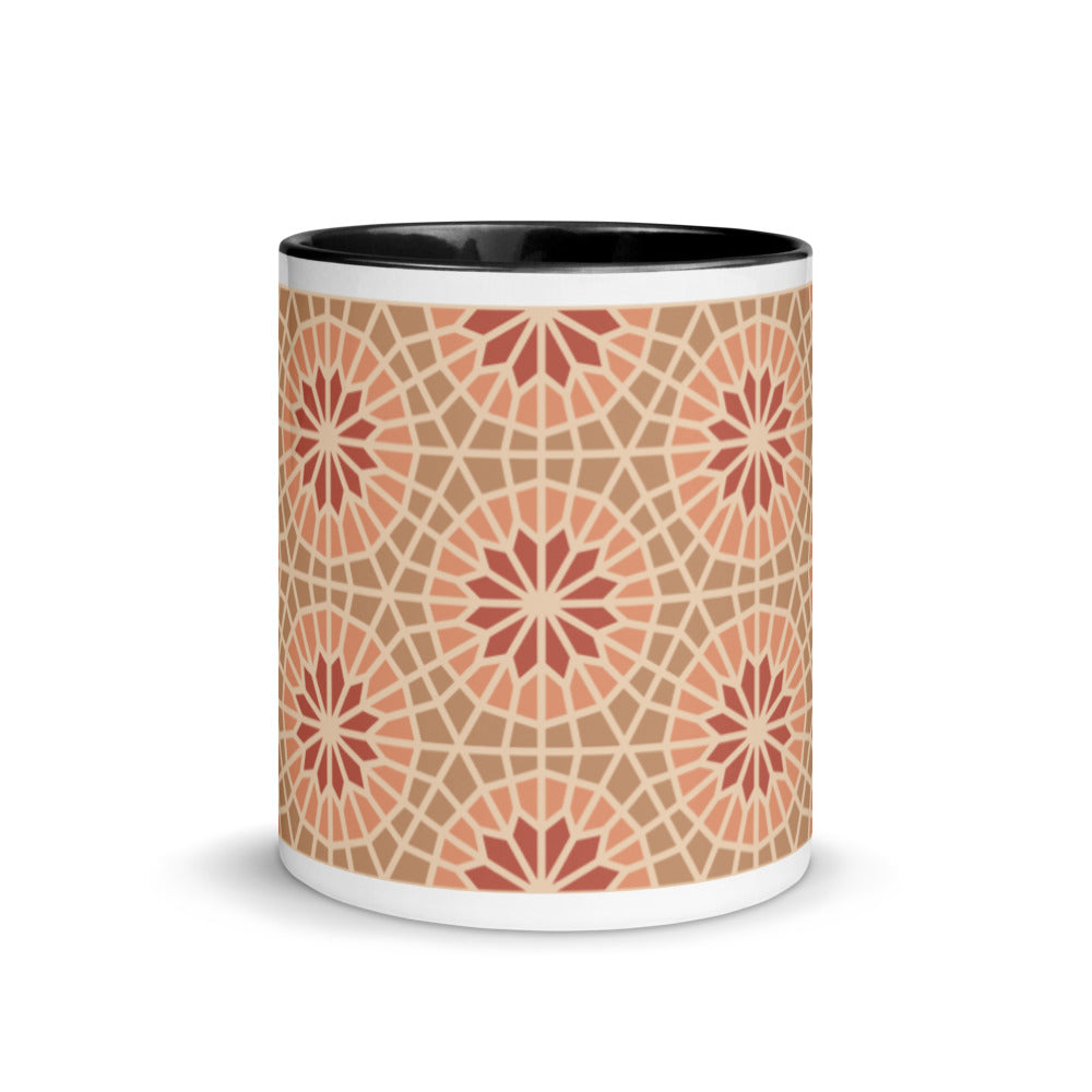 Mug with Color Inside - Geometric Star - Cocoa and Cream